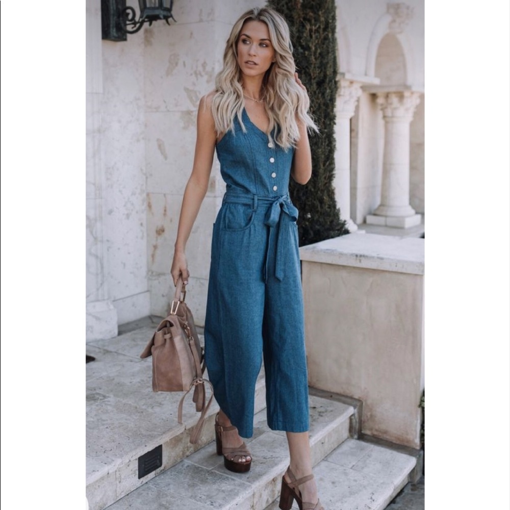 NWOT Vici Perfect Remedy Denim Cotton  Jumpsuit